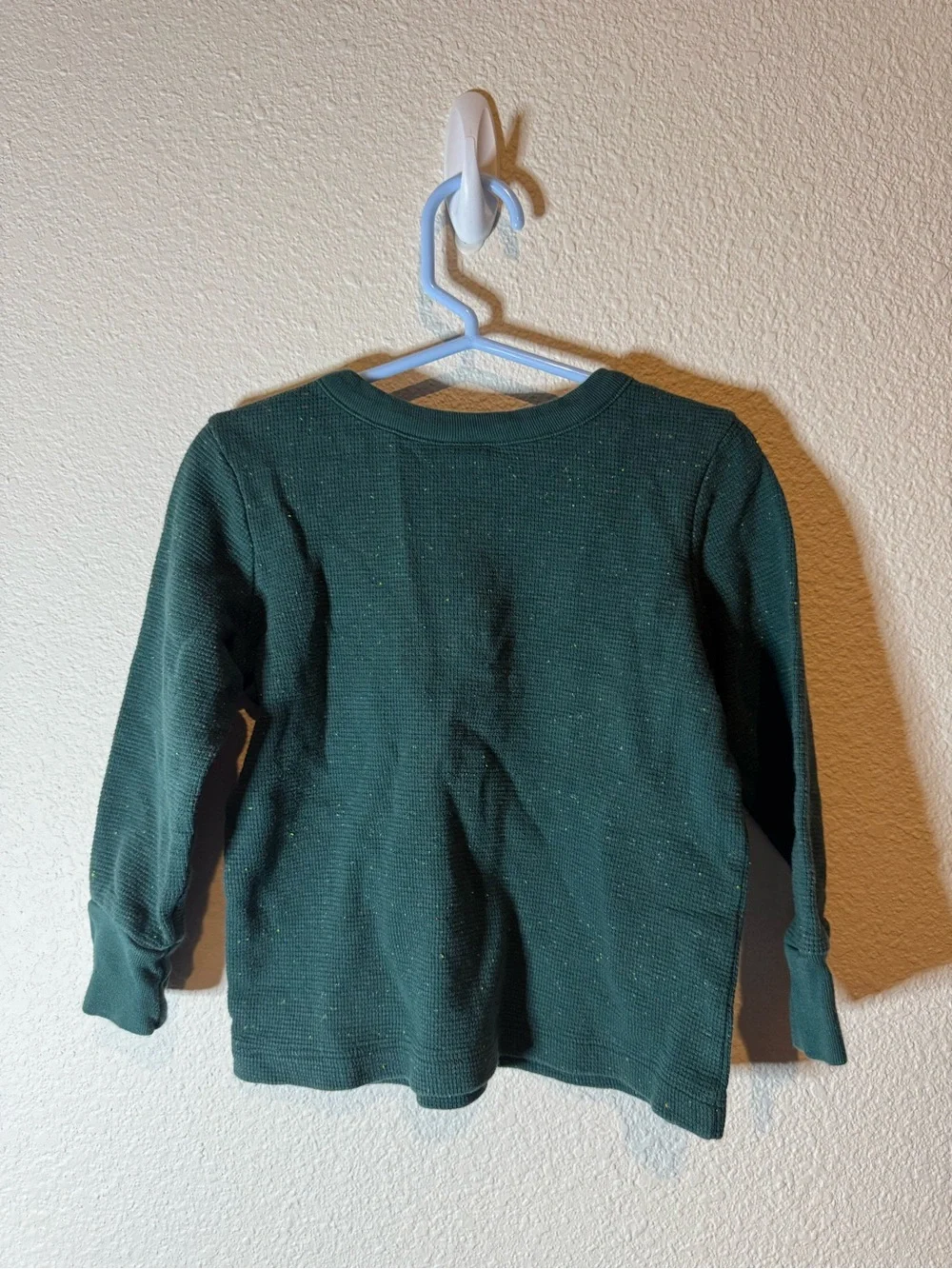 Kids Long-Sleeve Henley Top in Dark Green